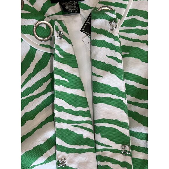 Peck & Peck Green and White Zebra Print 3/4 Sleeve Jacket Women's Size 14 Animal - Picture 8 of 11